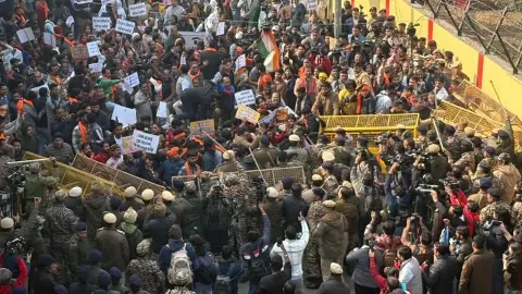 Protest outside Bangladesh High Commission in Delhi
