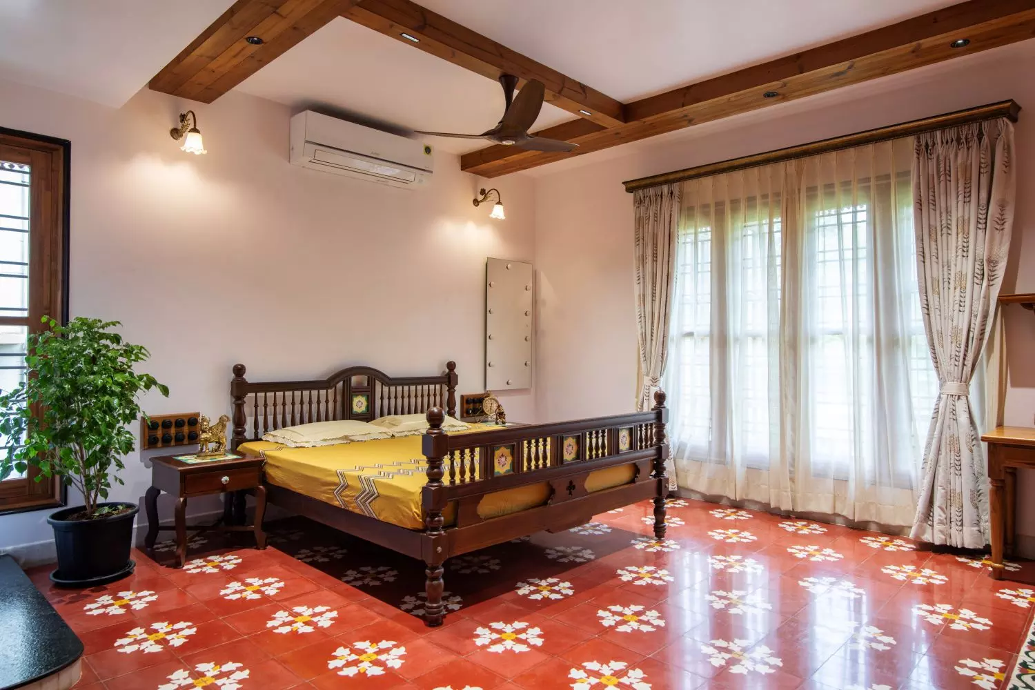 A room laid out with Athangudi tiles. Photo: By special arrangement