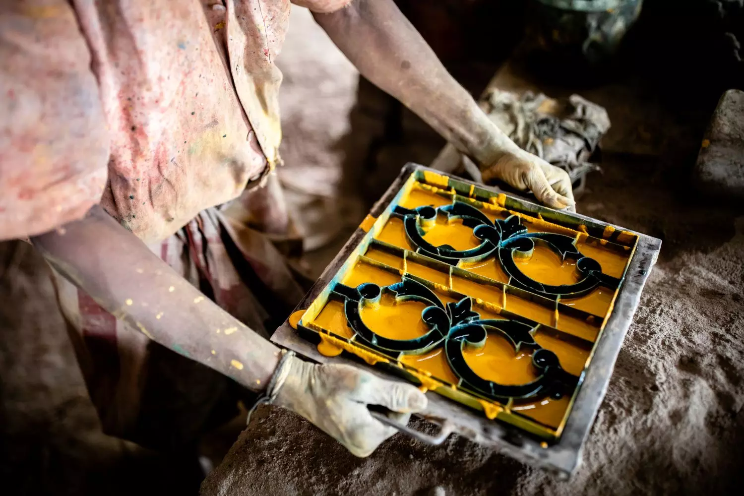 Athangudi tiles being made. Photo: By special arrangement