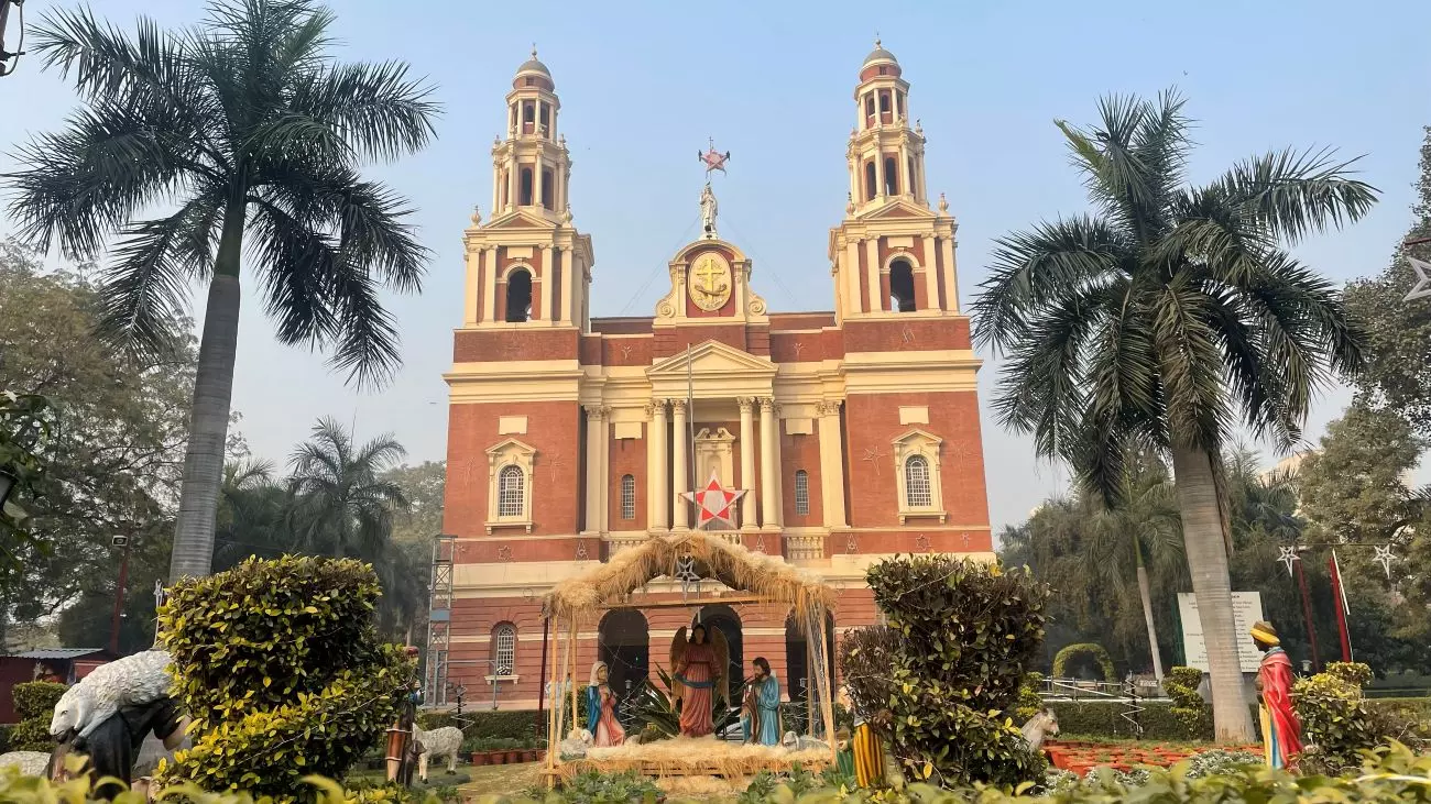 The Nativity display at New Delhi’s Sacred Heart Cathedral. Designed by architect Henry Medd, the foundation stone for the Cathedral had been laid in 1929 and work on it started in 1930. It took five years to complete it and the Cathedral was blessed  in December 1935 by the Papal Internuncio, His Excellency Right Reverend Leo Kierkels. Photo: Ramrajan V
