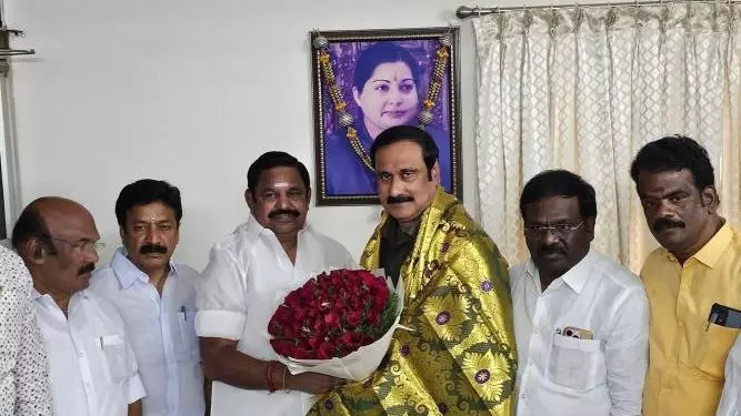 Edappadi Palaniswami (third from left), Anbumani Ramadoss (third from right) Edappadi Palaniswami (third from left), Anbumani Ramadoss (third from right)