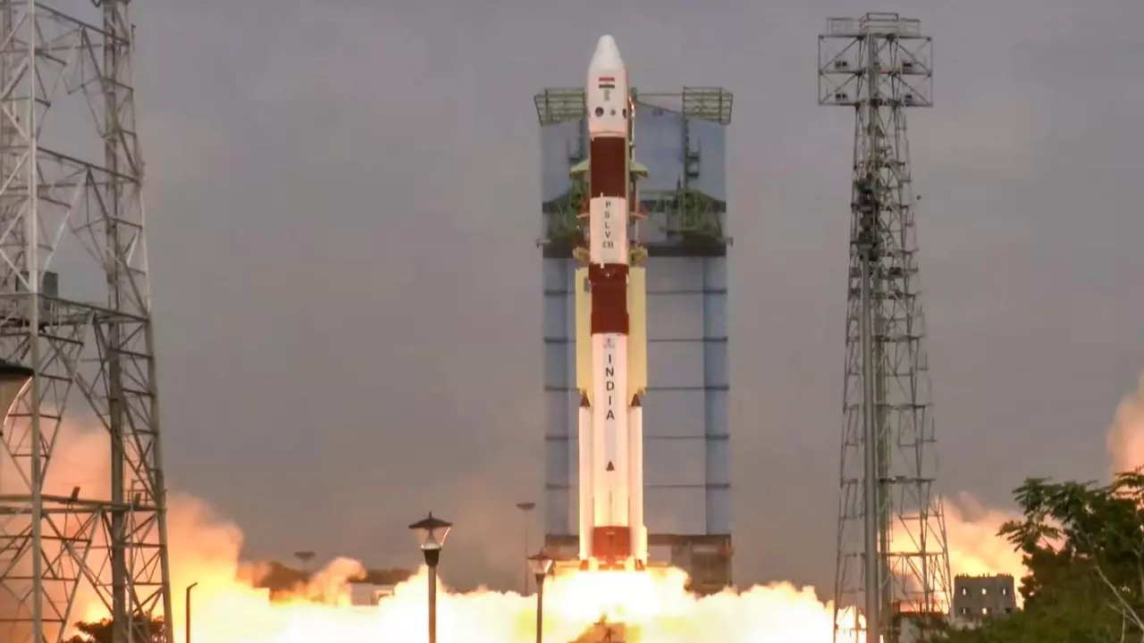 ISRO PSLV C62 rocket liftoff