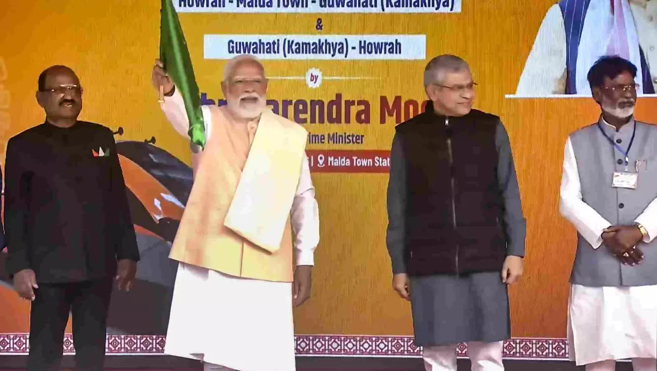 Prime Minister Narendra Modi flags off Indias first Vande Bharat sleeper train between Howrah and Guwahati