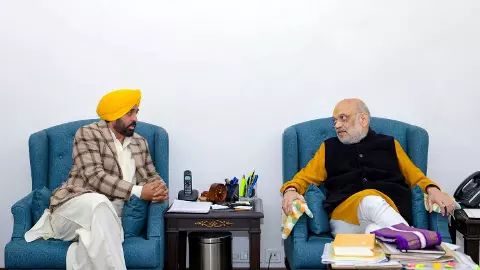 Punjab Chief Minister Bhagwant Mann and Union Home Minister Amit Shah