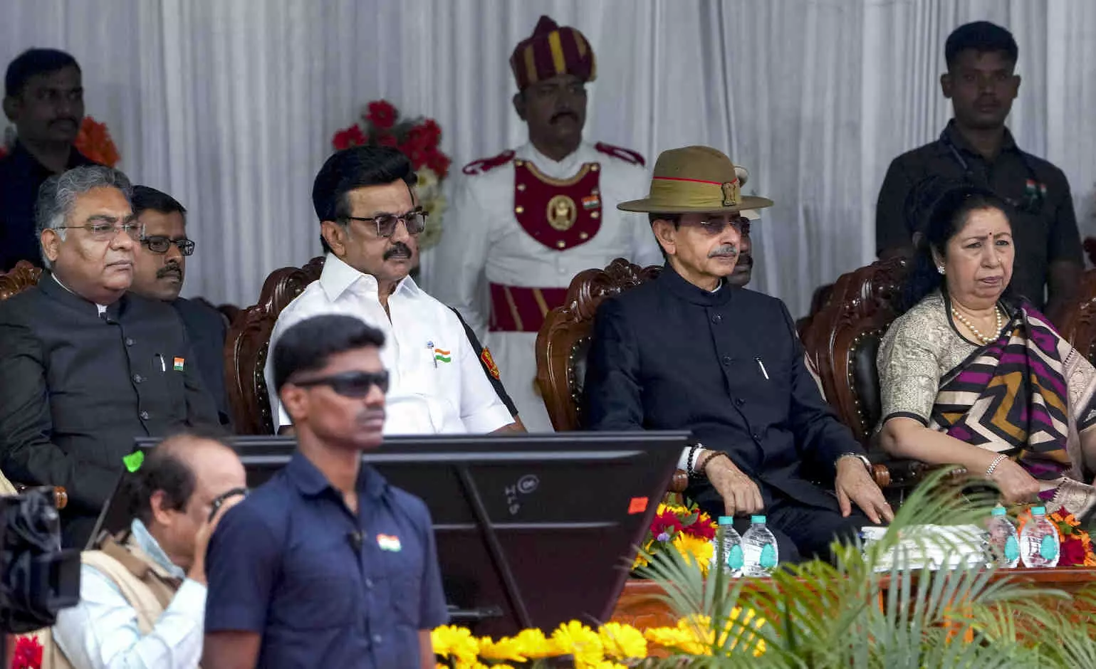 MK Stalin (second from left), RN Ravi (second from right) MK Stalin (second from left), RN Ravi (second from right)