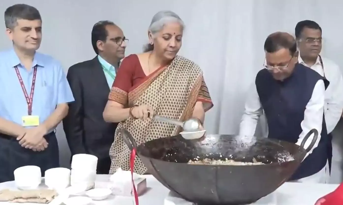 Nirmala Sitharaman during halwa ceremony Nirmala Sitharaman during halwa ceremony