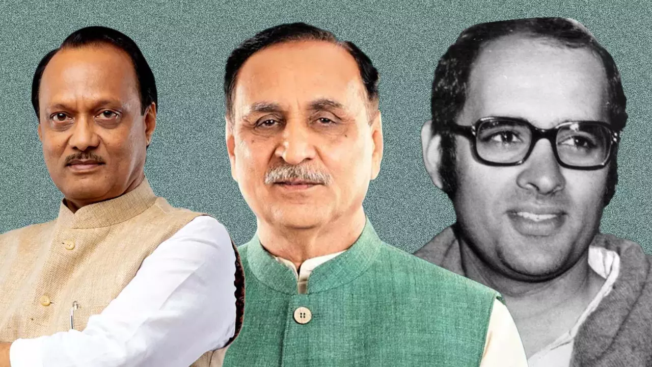 Ajit Pawar (left) Vijay Rupani (centre) to Sanjay Gandhi (right)