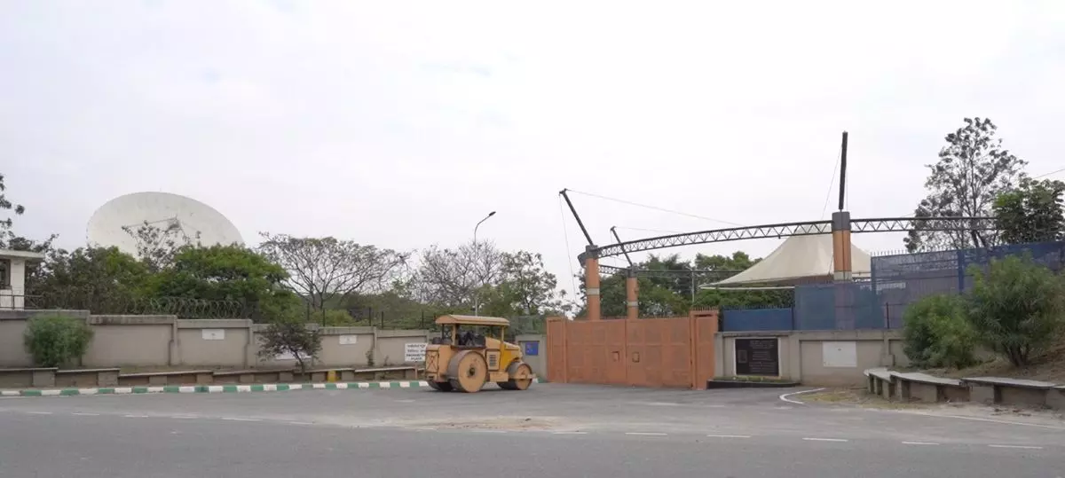 ISROs  Indian Deep Space Network (IDSN)’s campus in Byalalu, near Sulivara, operational since 2008, is barely a kilometre away from the nearest quarrying site. Photo: RD Raghu