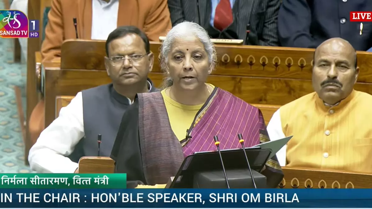 Nirmala Sitharaman presenting the Union Budget 2026