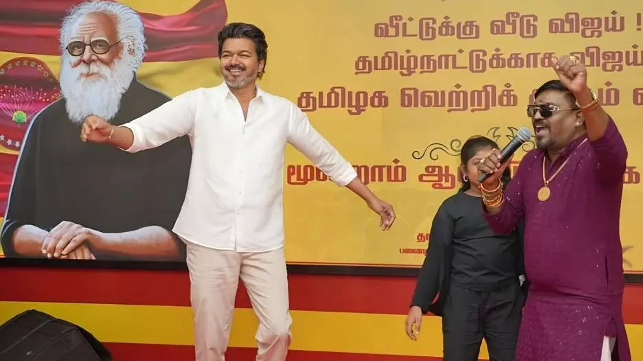 Vijay dances at TVK meeting in Panaiyur near Chennai