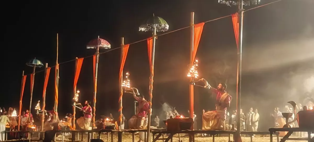 Nila Arathi being held on the banks of the river. Photo: By special arrangement