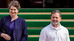 Rahul and Priyanka Gandhi in Parliament building