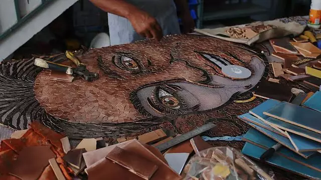 A 7-metre centrepiece for Mapusa Mogi — designed by Orijit Sen and brought to life in mosaic and ceramic by artists Shallu Sharma and Thomas Louis — has already been completed. Photo: By special arrangement