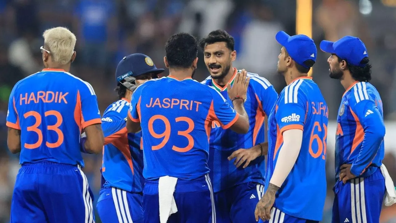 Indian players during a T20 World Cup match Indian players during a T20 World Cup match