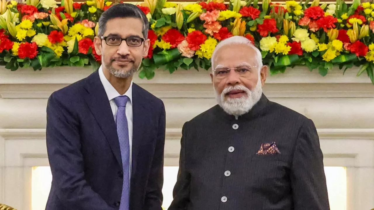 PM Modi meets Google CEO Sundar Pichai PM Modi meets Google CEO Sundar Pichai
