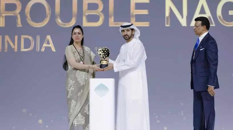 Rouble Nagi receiving prize at World Governments Summit in Dubai Rouble Nagi receiving prize at World Governments Summit in Dubai