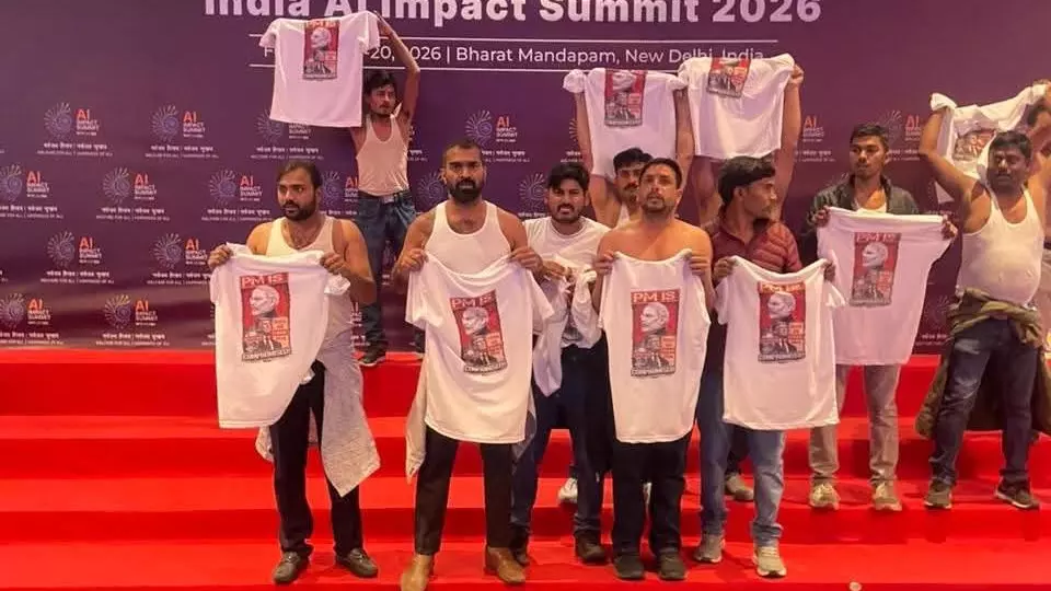 Youth Congress leaders protest at AI India Impact Summit Youth Congress leaders protest at AI India Impact Summit