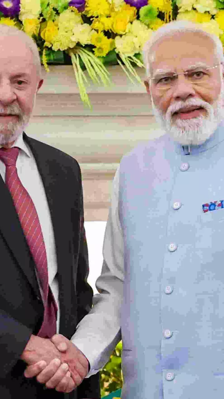 Prime Minister Narendra Modi with Brazilian President Luiz Inacio Lula da Silva