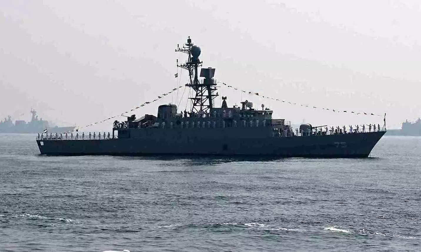 Iranian warship IRIS Dena is seen in the Bay of Bengal during the International Fleet Review held at Visakhapatnam on February 18. AP/PTI Iranian warship IRIS Dena is seen in the Bay of Bengal during the International Fleet Review held at Visakhapatnam on February 18. AP/PTI