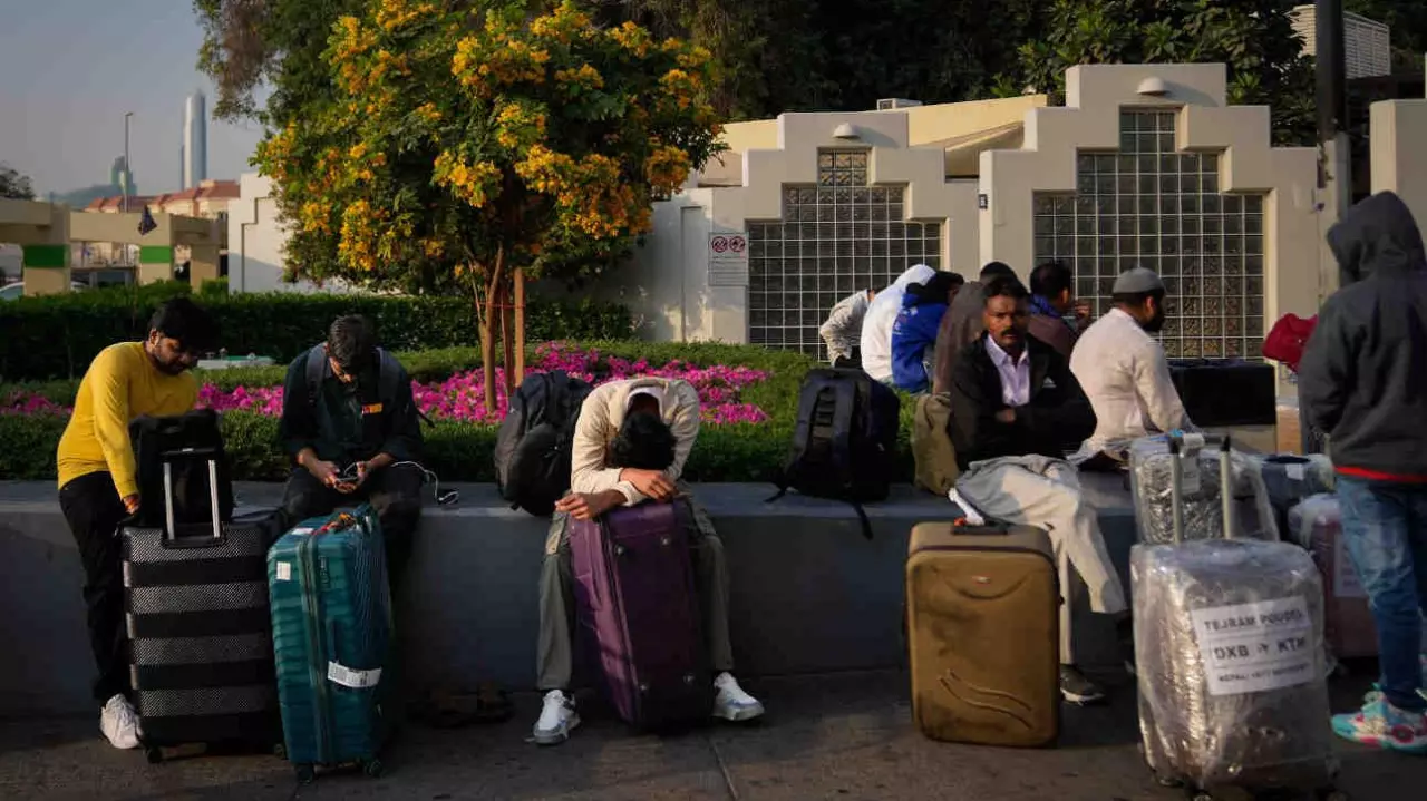passengers stranded outside Dubai airport