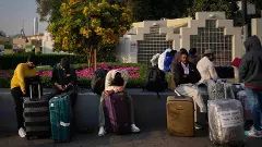 passengers stranded outside Dubai airport