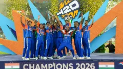 India team celebrates after winning the ICC Mens T20 World Cup 2026 final