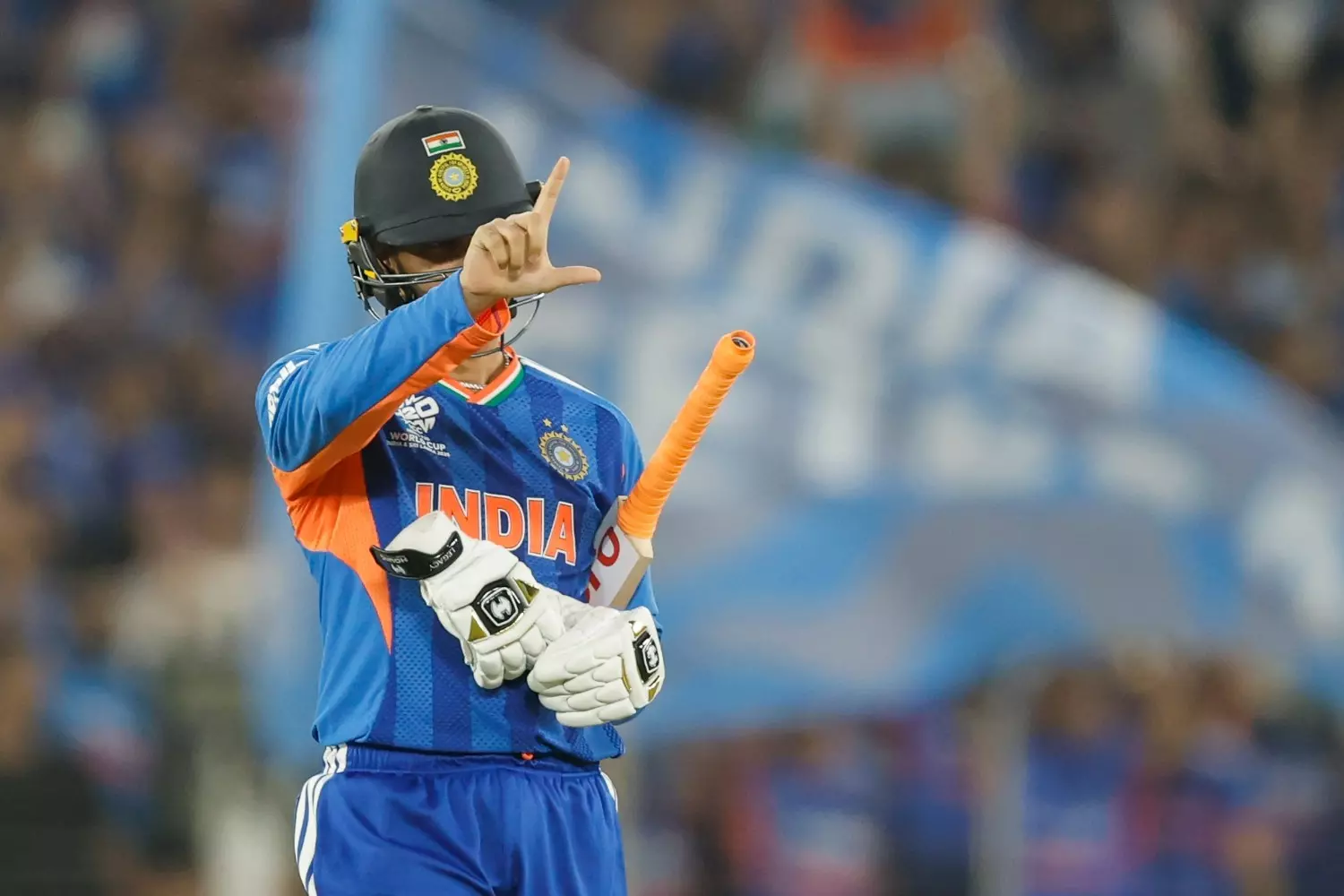 Abhishek Sharma celebrates his fifty. Photo: BCCI