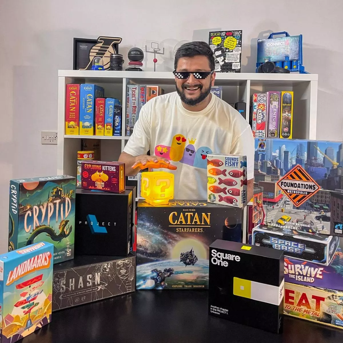 Playparty.in founder Omar Ali Khan with his collection of board games. Photo: By special arrangement Playparty.in founder Omar Ali Khan with his collection of board games. Photo: By special arrangement