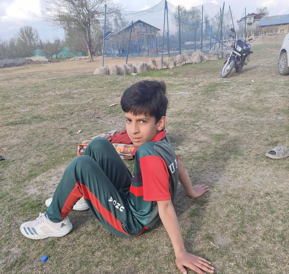 Adnan Bashir, 14, at the cricket training academy in Pulwama. Photo: By special arrangement Adnan Bashir, 14, at the cricket training academy in Pulwama. Photo: By special arrangement