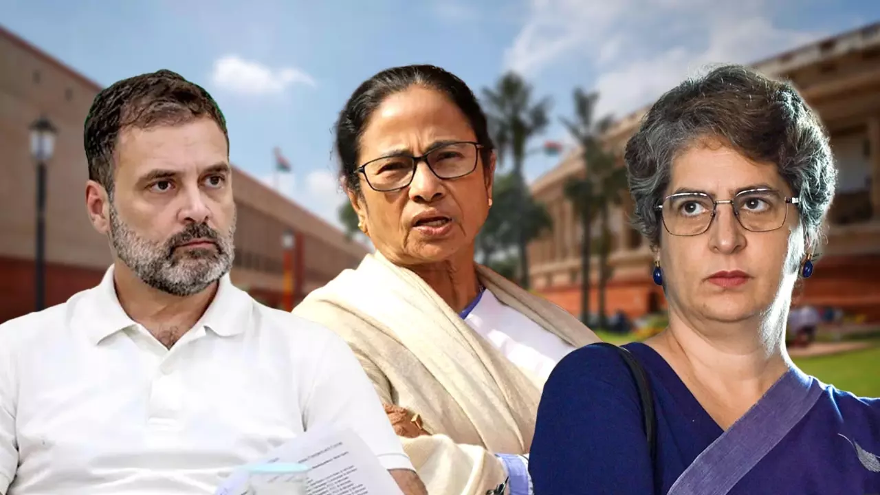 Rahul Gandhi, Mamata Banerjee and Priyanka Gandhi Vadra