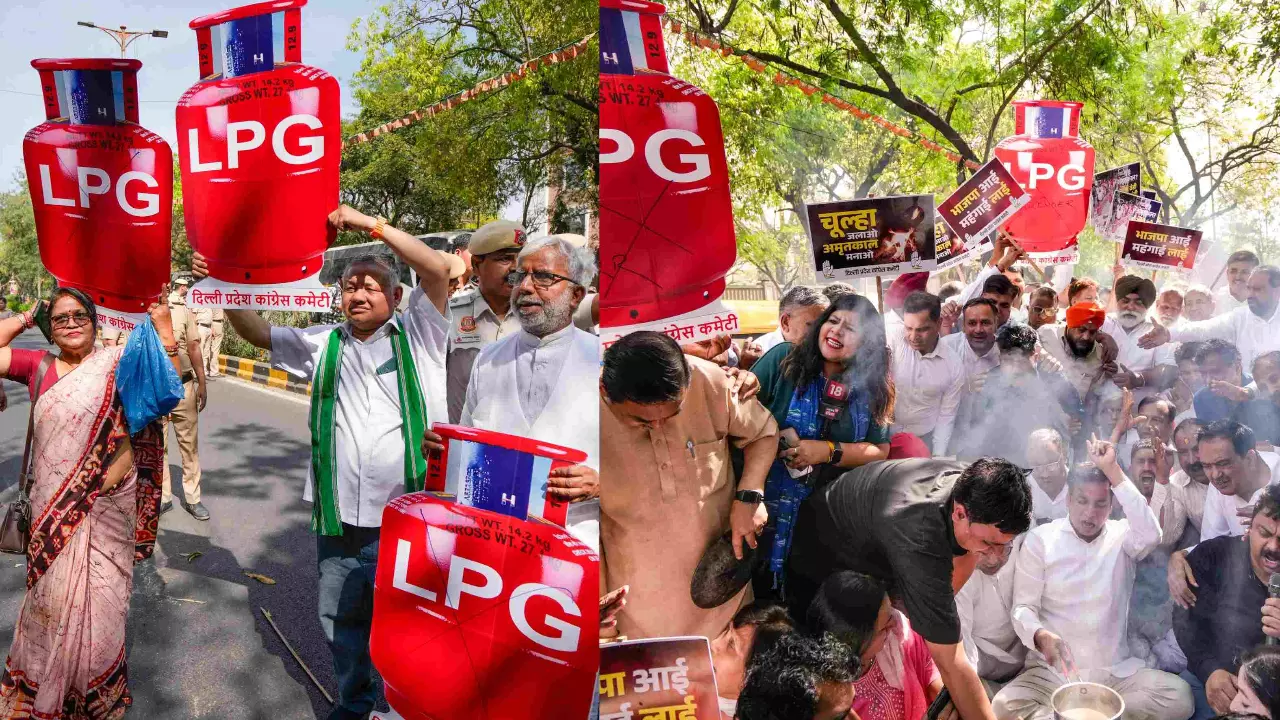 Delhi Congress protests LPG shortage, price hike with roadside chulha demonstration