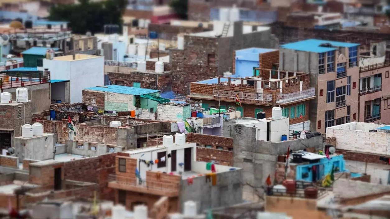 The view of a neighbourhood in Rajasthan.