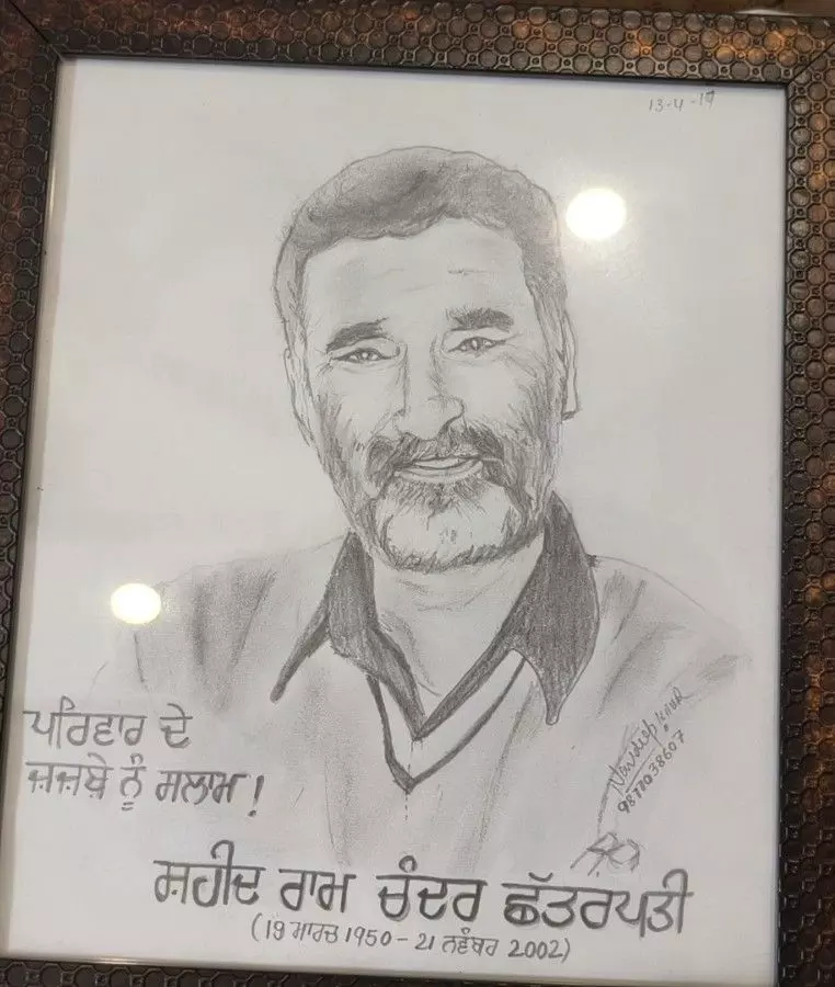 A portrait of slain journalist Ram Chander Chhatrapati. Photo: Sat Singh A portrait of slain journalist Ram Chander Chhatrapati. Photo: Sat Singh