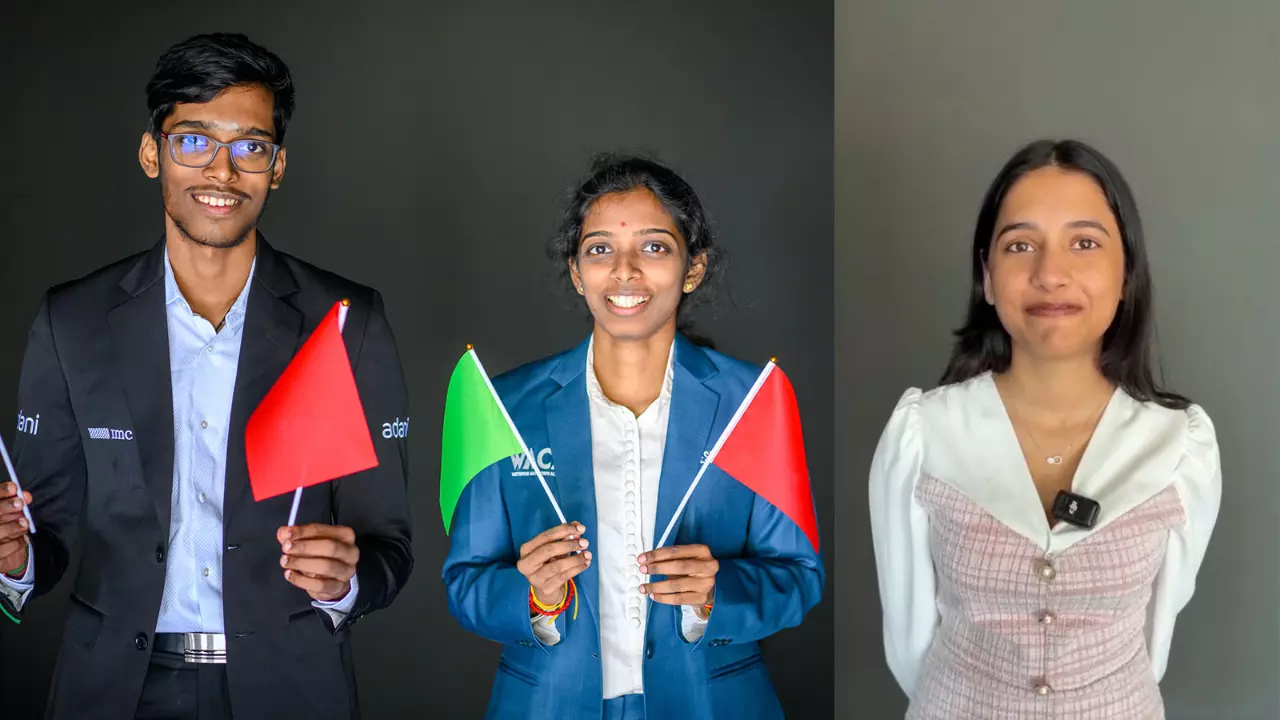 Rameshbabu Praggnanandhaa, Vaishali Rameshbabu and Divya Deshmukh