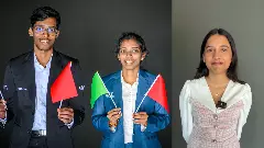 Rameshbabu Praggnanandhaa, Vaishali Rameshbabu and Divya Deshmukh