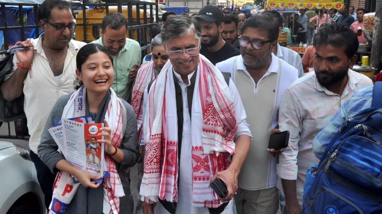 Assam Jatiya Parishad candidate Kunki Chowdhury campaigns in Guwahati