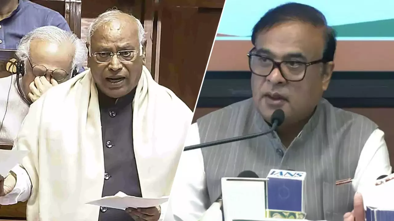 Congress president Mallikarjun Kharge and Assam Chief Minister Himanta Biswa Sarma