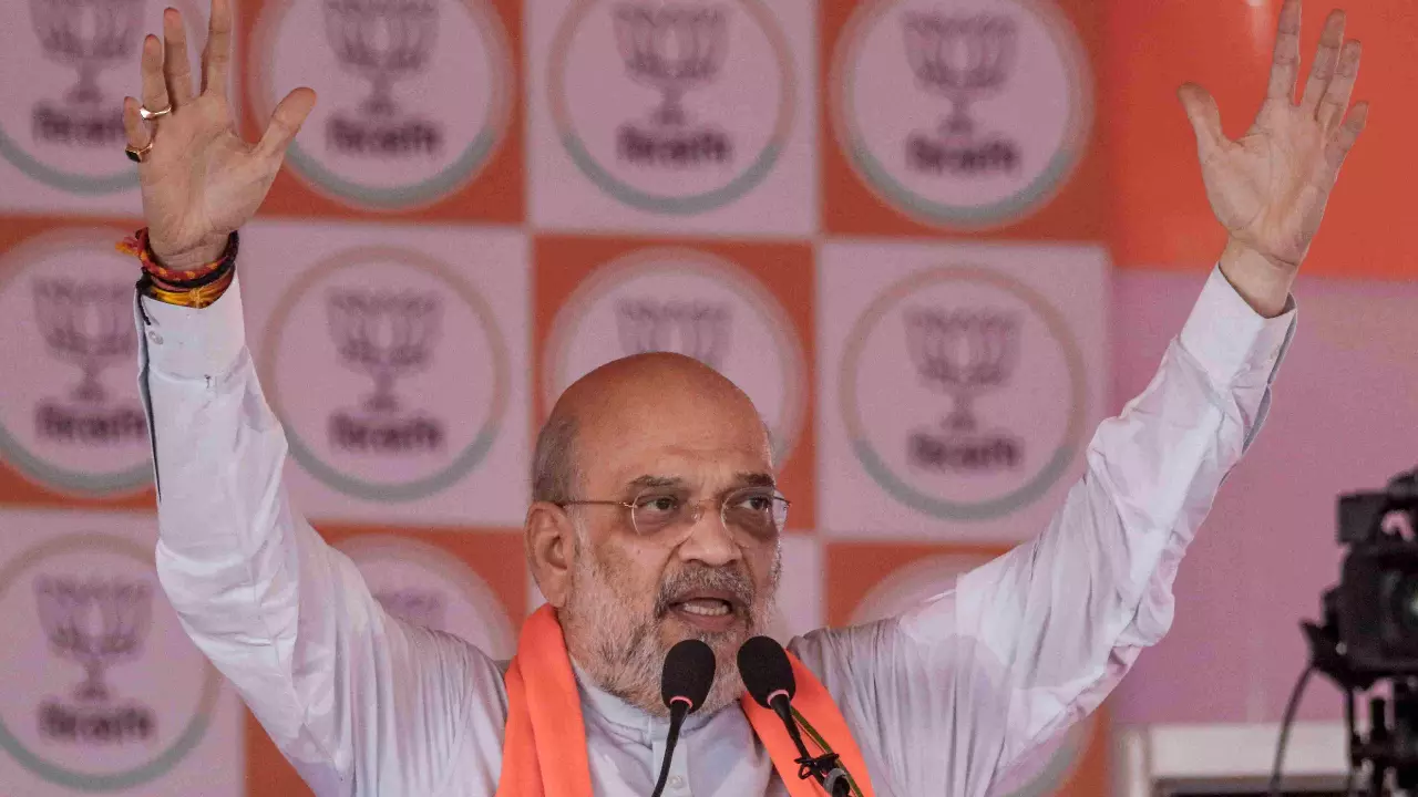 Union Home Minister Amit Shah addresses rally in Gochiar in Dakshin Dinajpur