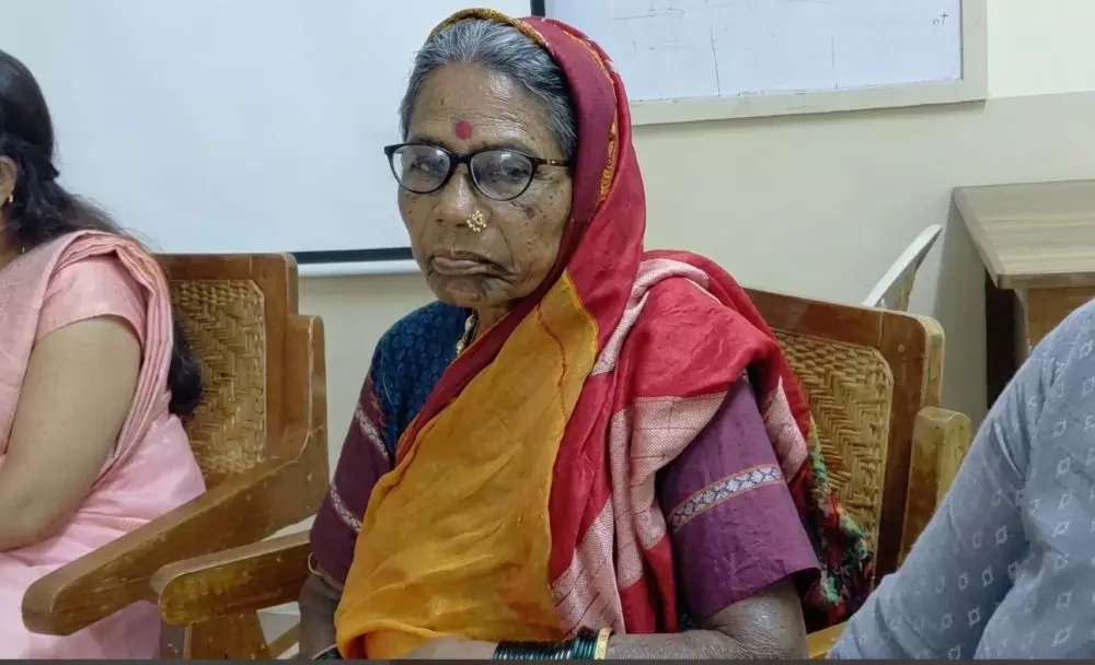 Former Devadasi Padiyamma at an event. Photo: Sharanu