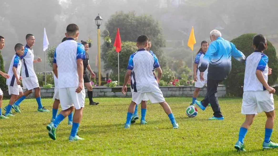 PM Modi playing football in Gangtok, Sikkim