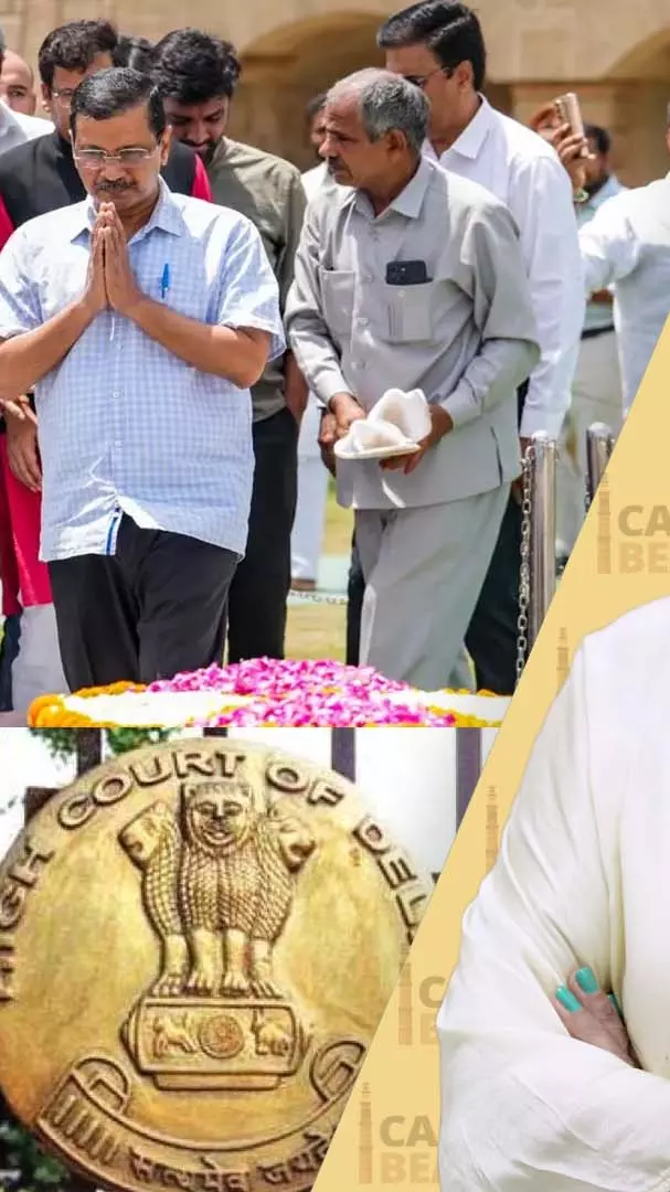Arvind Kejriwal at Raj Ghat during satyagraha amid legal and political controversy