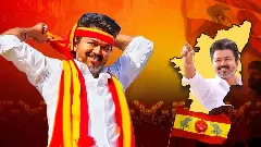 Vijay addressing massive campaign crowd