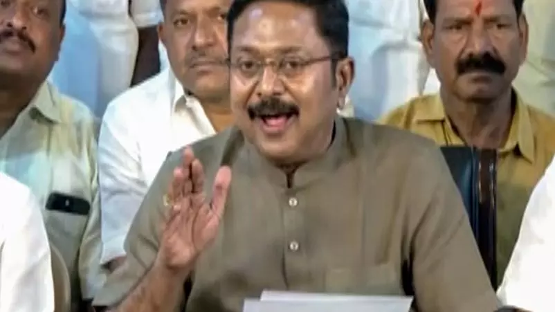TTV Dhinakaran, the general secretary of the Amma Makkal Munnetra Kazhagam (AMMK)