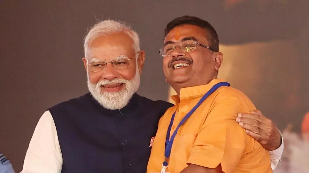 Prime Minister Narendra Modi with West Bengal Chief Minister Suvendu Adhikari