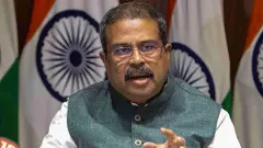 Union Education Minister Dharmendra Pradhan addresses a press conference
