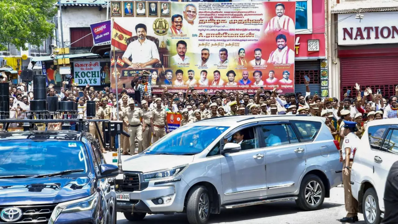 Tamil Nadu Chief Minister Joseph Vijays convoy
