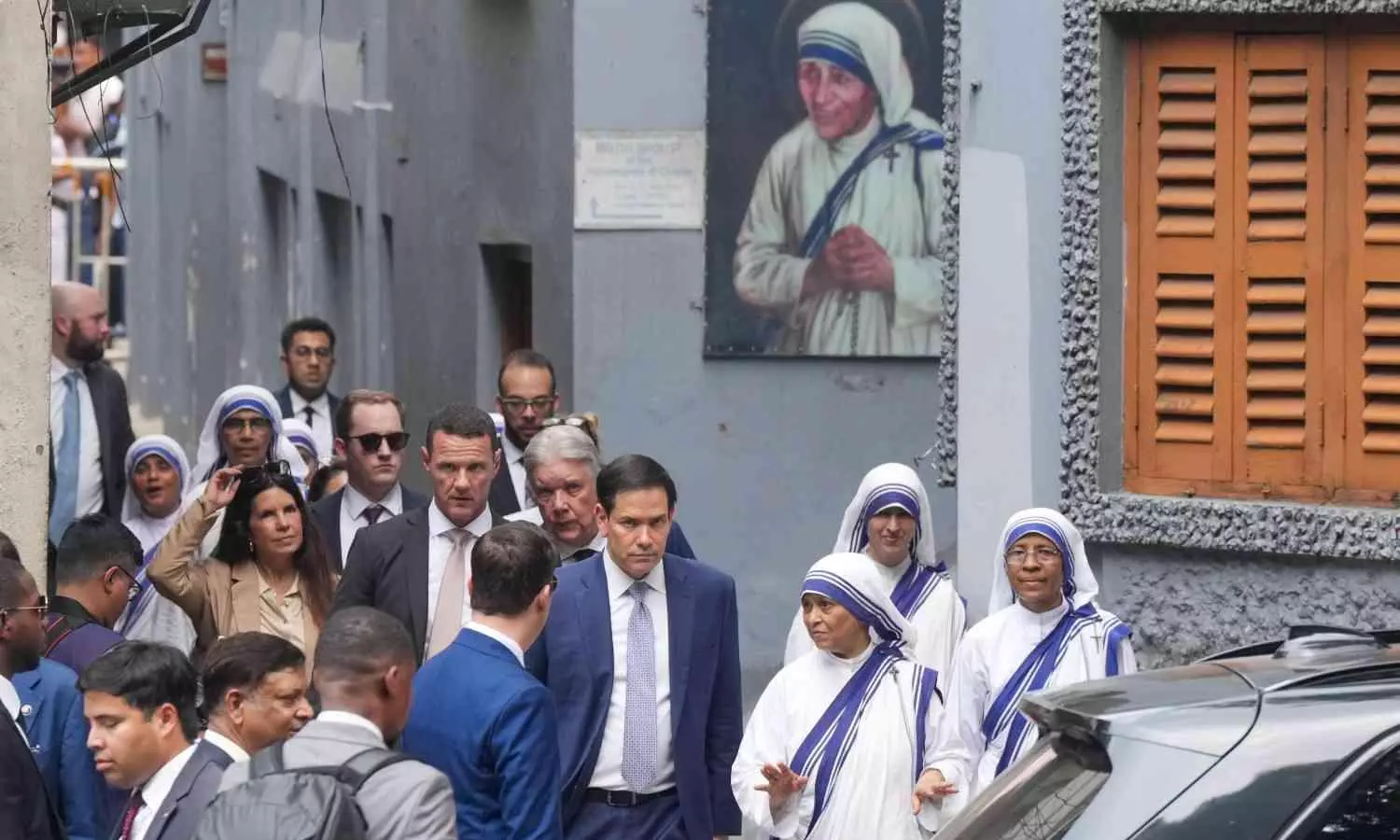 Sergio Gor, Marco Rubio, Missionaries of Charity nuns at Kolkata Sergio Gor, Marco Rubio, Missionaries of Charity nuns at Kolkata