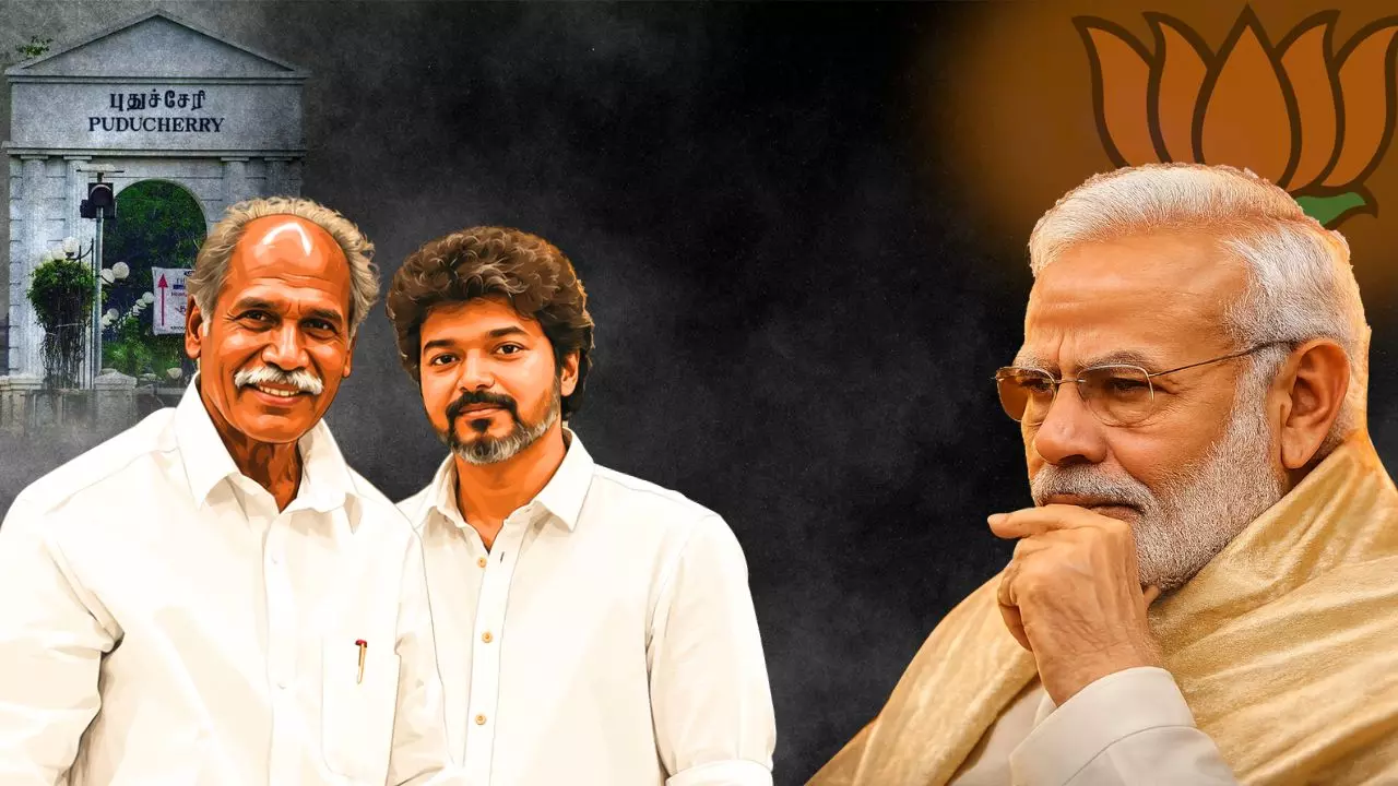 TVK-Rangasamy bonhomie in Puducherry TVK-Rangasamy bonhomie in Puducherry