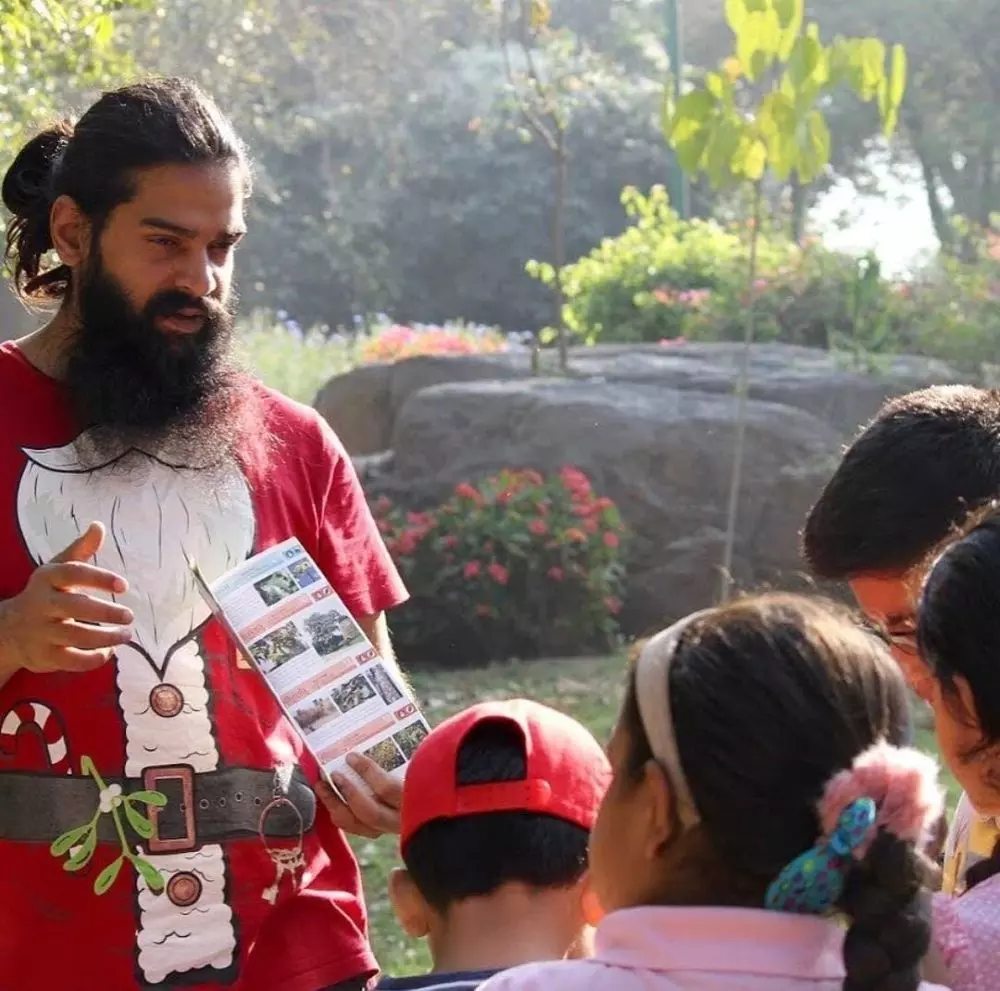 Verhaen Khanna on a nature walk with children. Photo: By special arrangement
