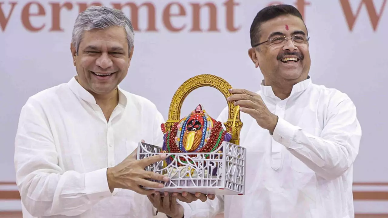 Union Railway Minister Ashwini Vaishnaw (left) and West Bengal Chief Minister Suvendu Adhikari